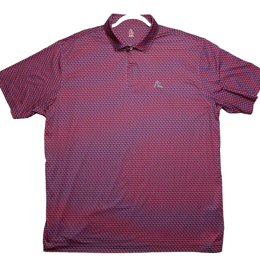 Rhoback The Massachusetts Performance Polo Shirt Men's XXL Blue Red State Print